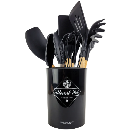 Kit Utensílios de Cozinha Anti-aderente com 11pçs + Porta Utensílios GRÁTIS