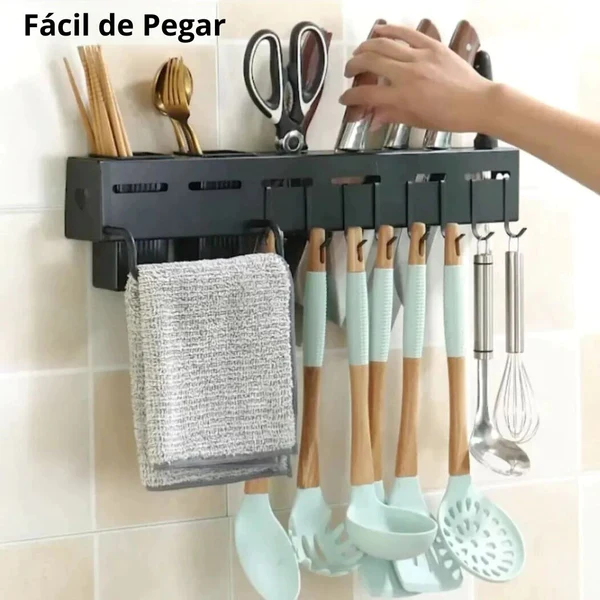 Suporte de Parede para Organização de Utensílios de Cozinha