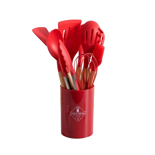 Kit Utensílios de Cozinha Anti-aderente com 11pçs + Porta Utensílios GRÁTIS