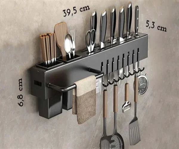 Suporte de Parede para Organização de Utensílios de Cozinha