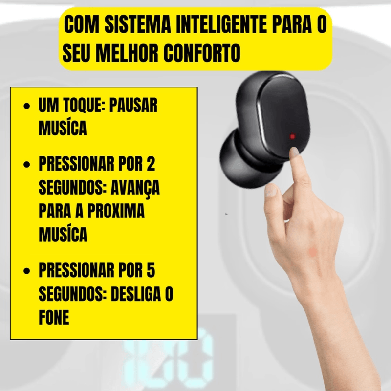 Fone Sem Fio Bluetooth com Sensor LED - Compre Muito Mais