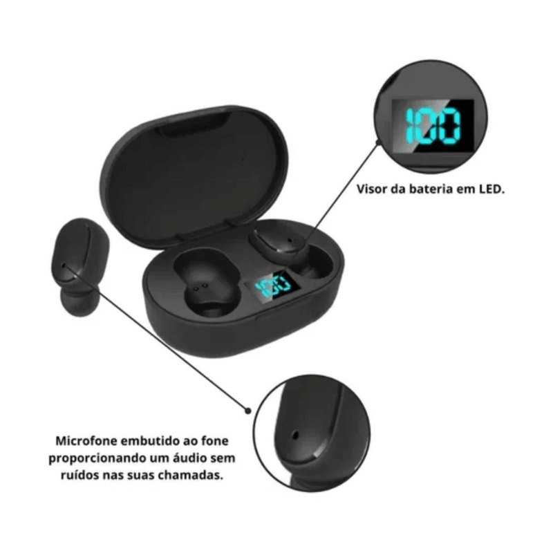 Fone Sem Fio Bluetooth com Sensor LED - Compre Muito Mais